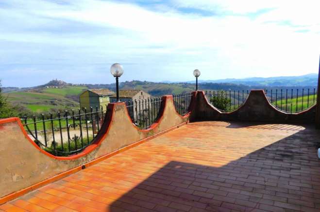 Brick built house with exclusive garden and olive grove for sale in the countryside of Falerone, Fermo province, Marche