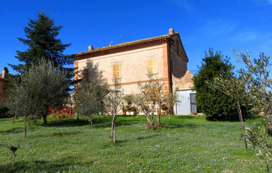 Brick built house with exclusive garden and olive grove for sale in the countryside of Falerone, Fermo province, Marche